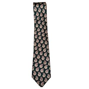 LIBERTY Liberty of London Necktie Mens Silk Green Paisley Pattern‎ Tie A20Q